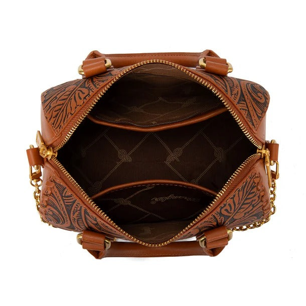 The Betty Lou Barrel Bag by Wrangler in Brown