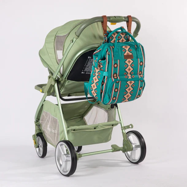 The Saddle Blanket Backpack/Diaper Bag by Wrangler - Turquoise