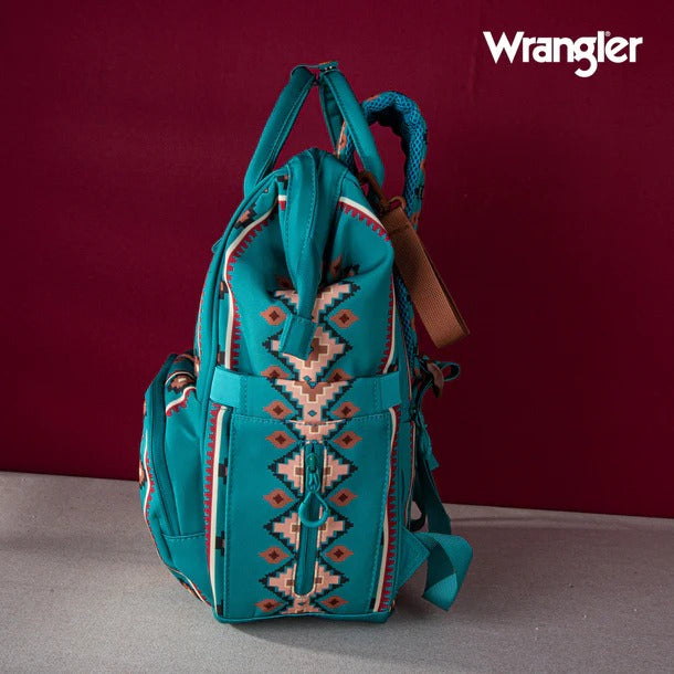 The Saddle Blanket Backpack/Diaper Bag by Wrangler - Turquoise