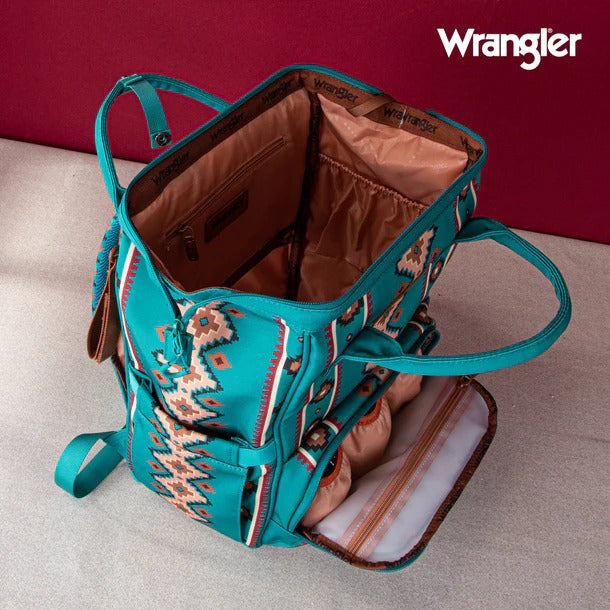 The Saddle Blanket Backpack/Diaper Bag by Wrangler - Turquoise