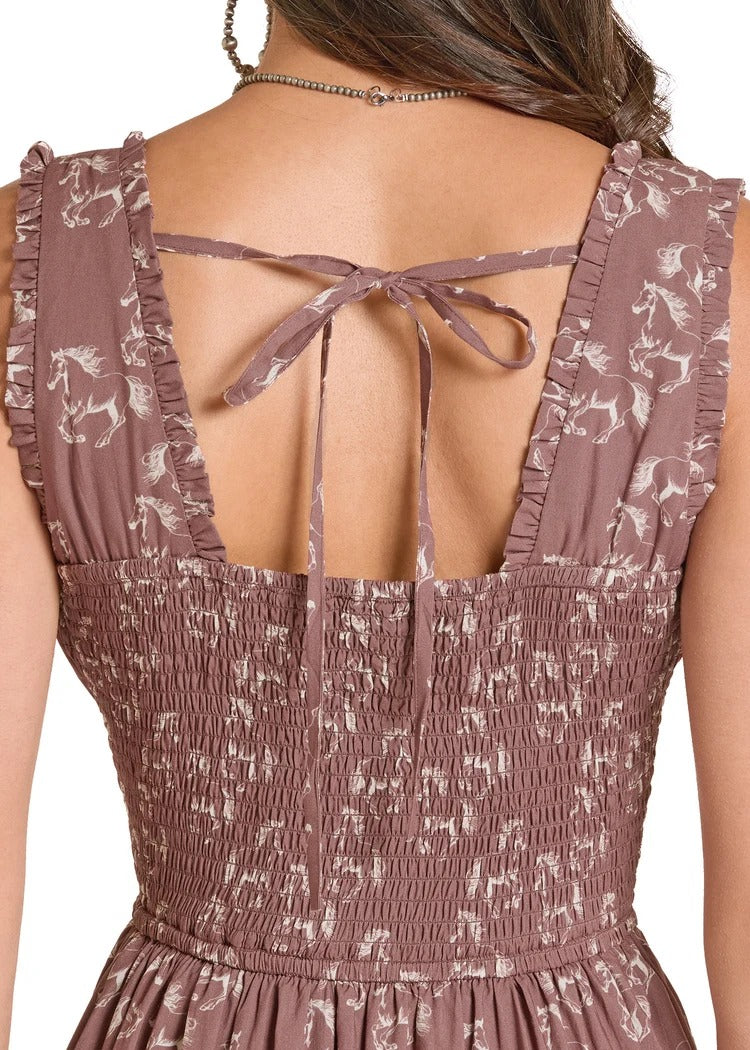 The Hilton Horse Tiered  Maxi Dress by Rock & Roll Denim