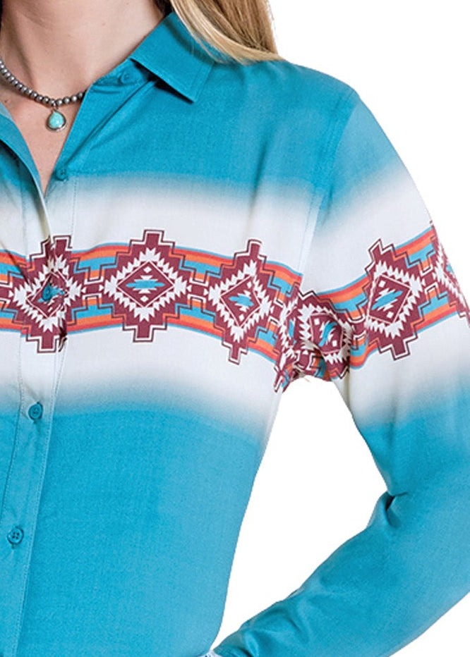 The Slide into Fame Women's Border Button Up Shirt by Panhandle Slim