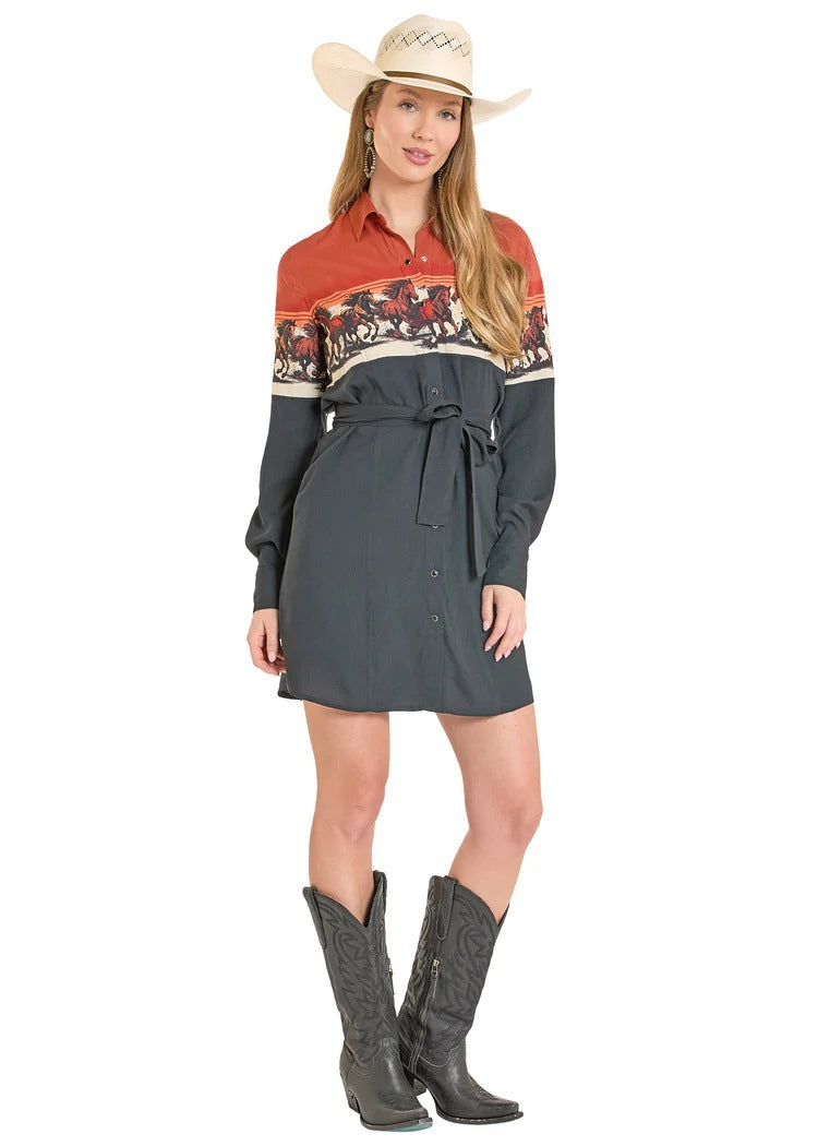The Throw Back 80's Border Dress By Panhandle Slim