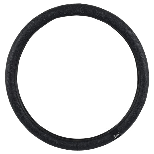Justin Truck Steering Wheel Cover - Black Fancy Carved