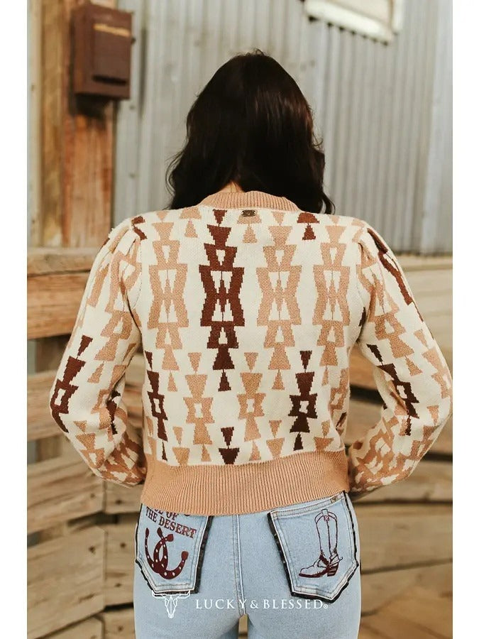 The Cream Mocha Front Tie Cardigan by Lucky & Blessed