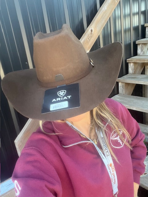 ARIAT Added Money 2X Chocolate Felt Cowboy Hat