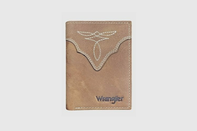 Boot Stitch Bar Trifold Wallet By Wrangler - Tan