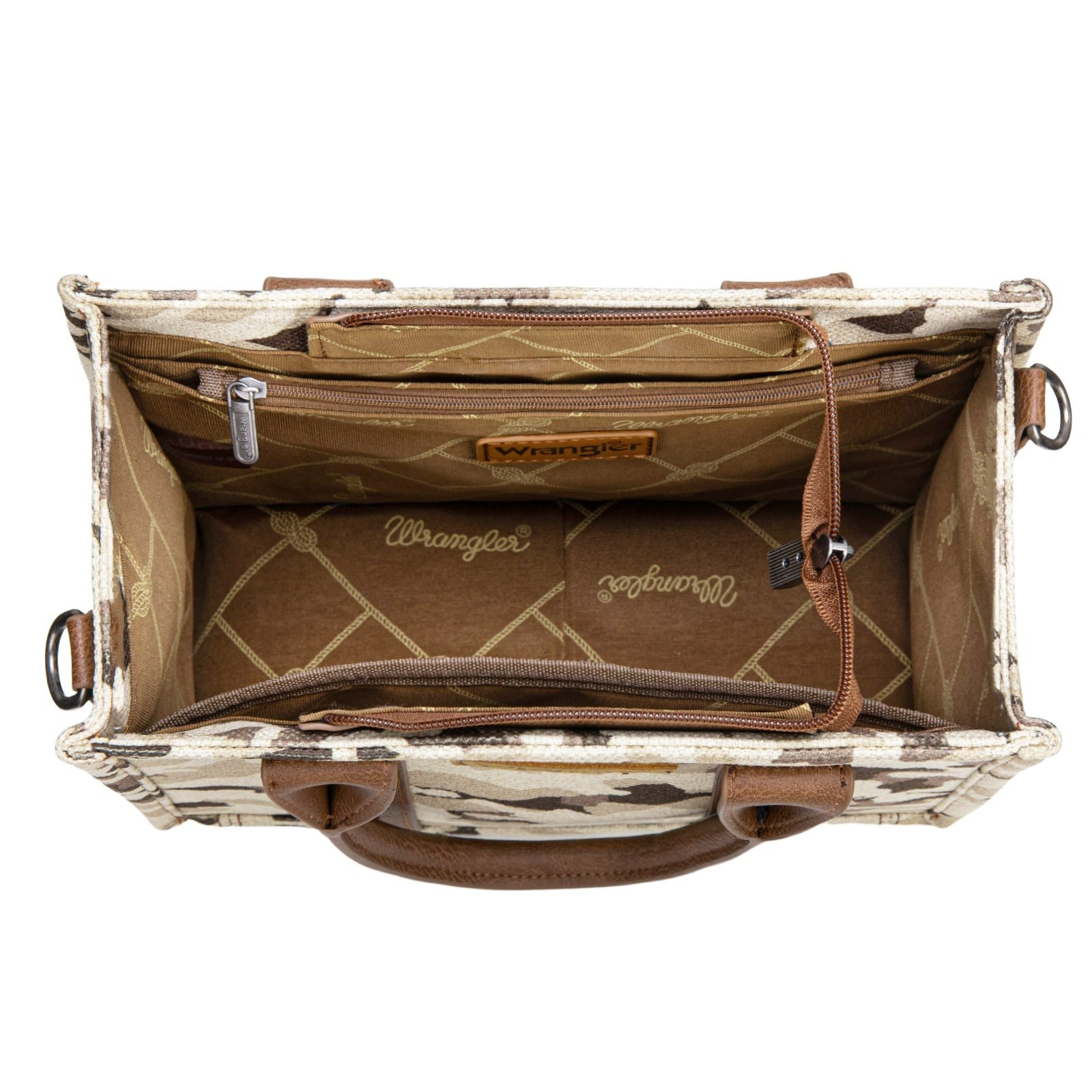 The Saddle Blanket Wrangler Tote Purse in Brown Camo