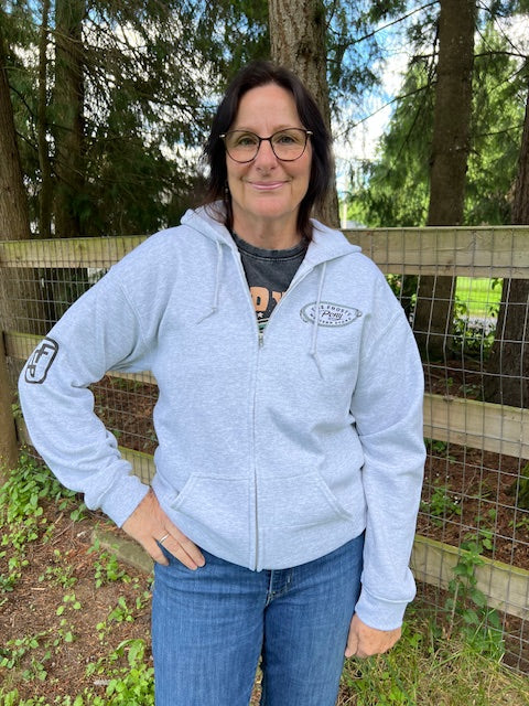 The Frosty Pony Zip Up Hoodie in Heathered Grey
