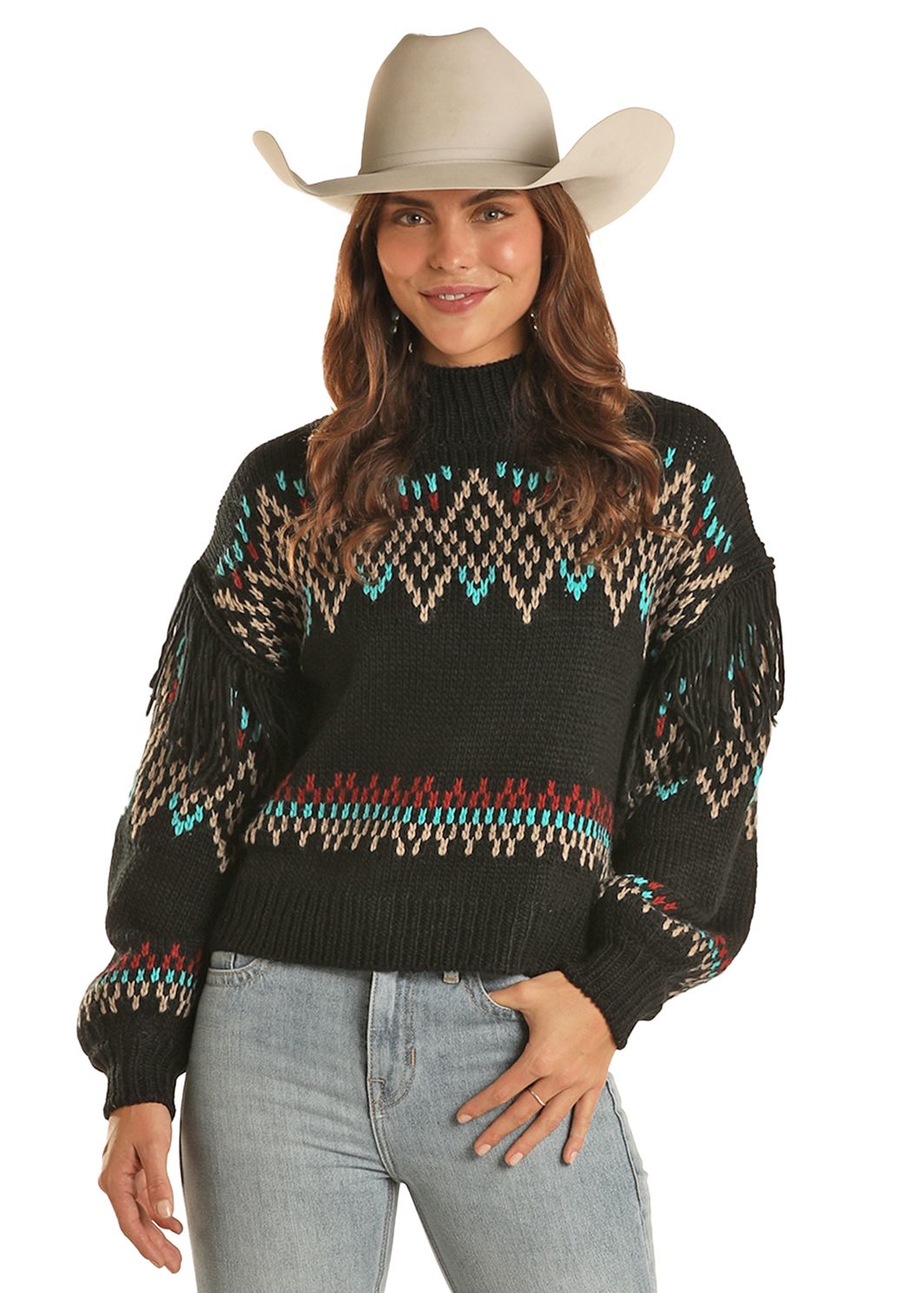 The Classy Cowhand Sweater in Black