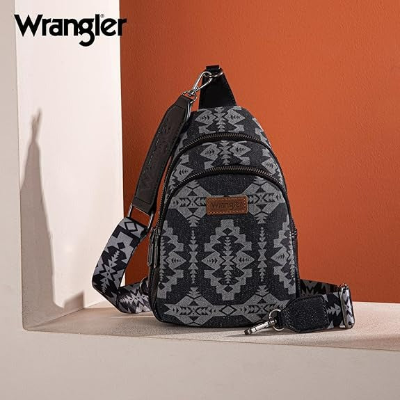 The Southwest Sling Crossbody Sling Bag by Wrangler - Black