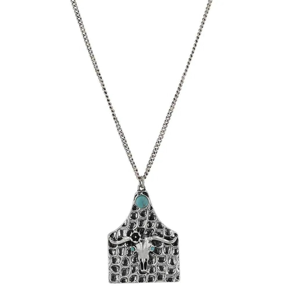 On the Ranch Cow Tag Attitude Necklace by Montana Silversmiths