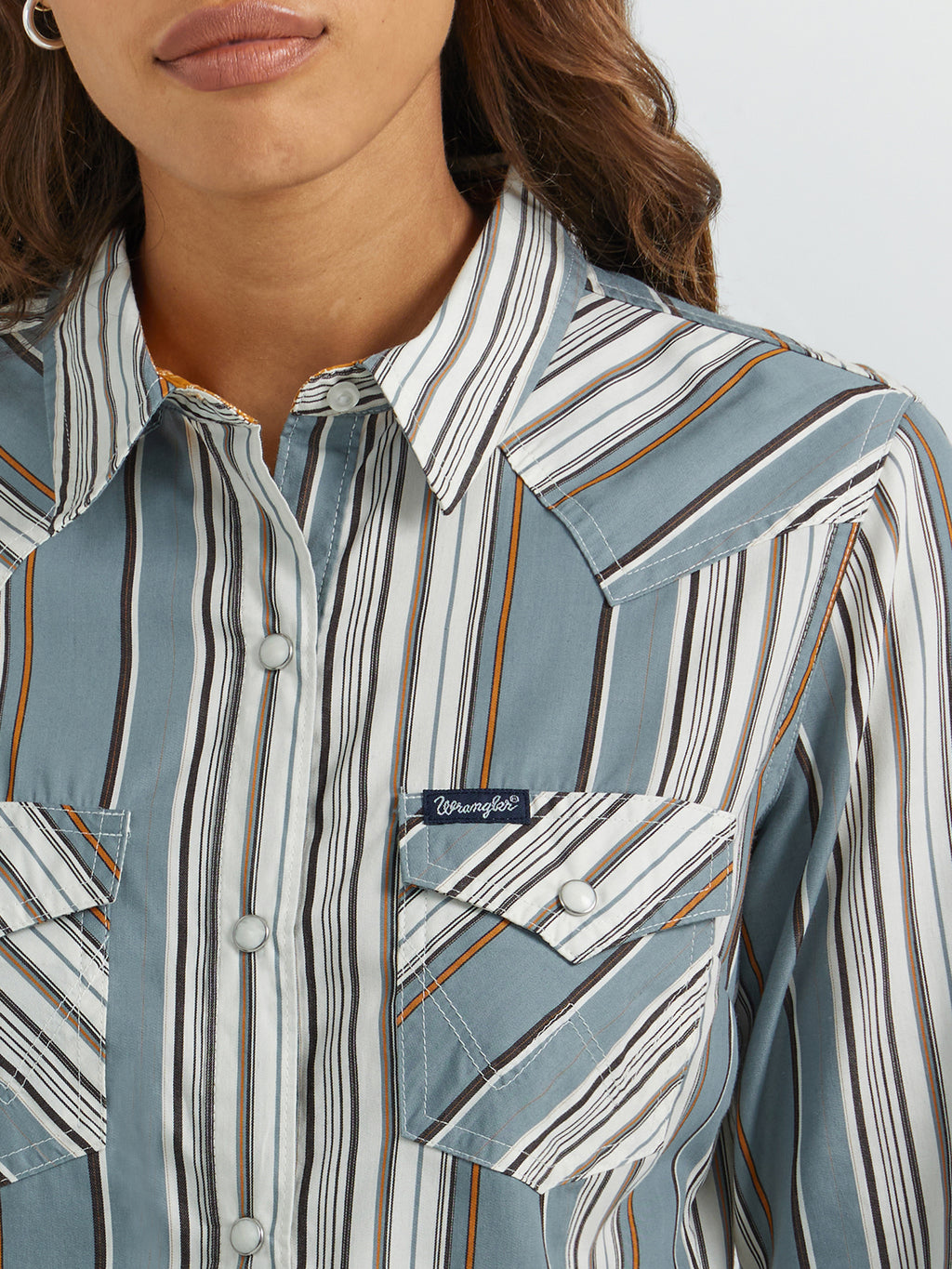 The Jaelynn Striped Pearl Snap Shirt by Wrangler
