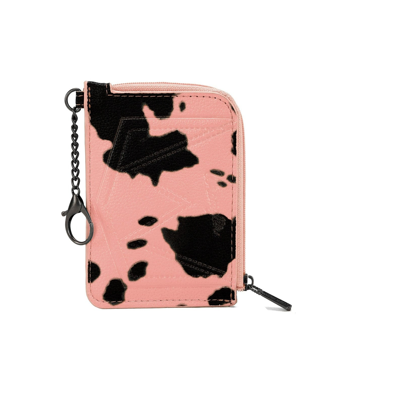 The Dairy Delight Mini Zip Card Case by Wrangler - Pink Cow Print