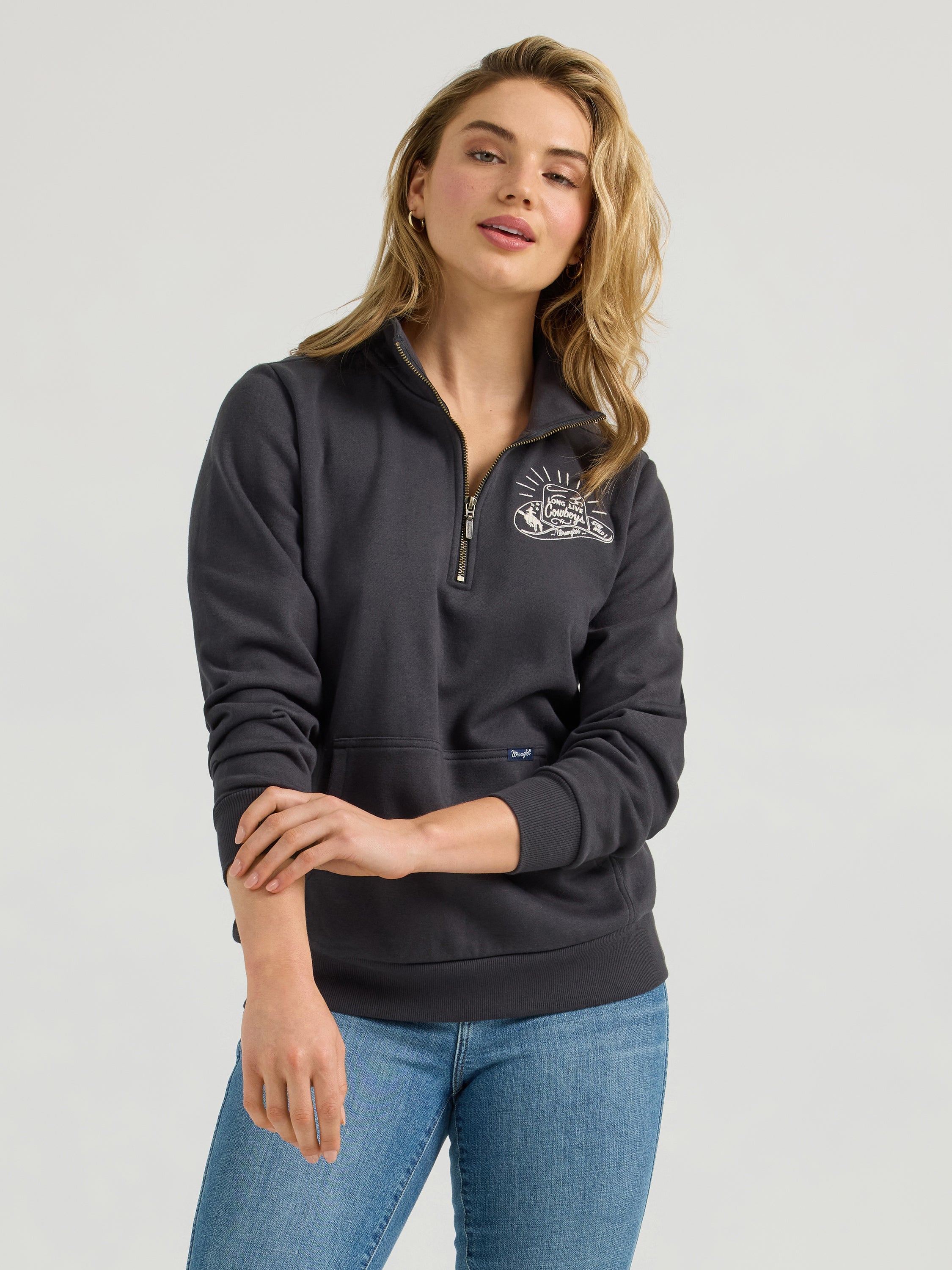 Long Live Cowboys 1/4 Zip Sweatshirt By Wrangler