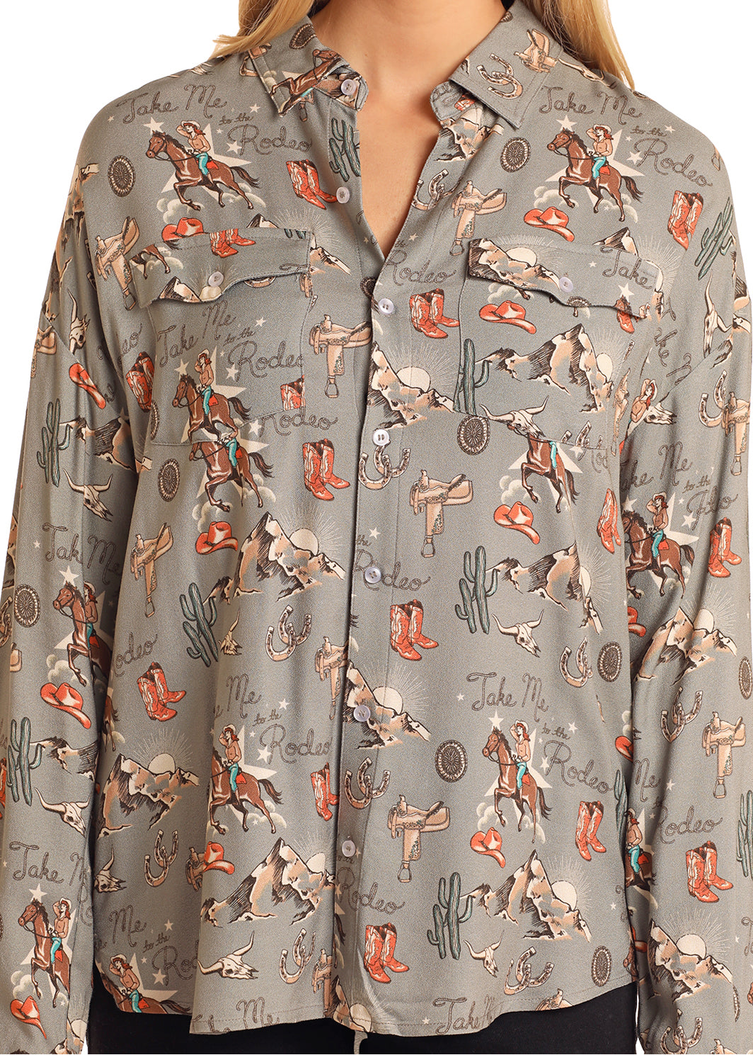 The Take Me to the Rodeo Pearl Snap Shirt by Rock & Roll Denim