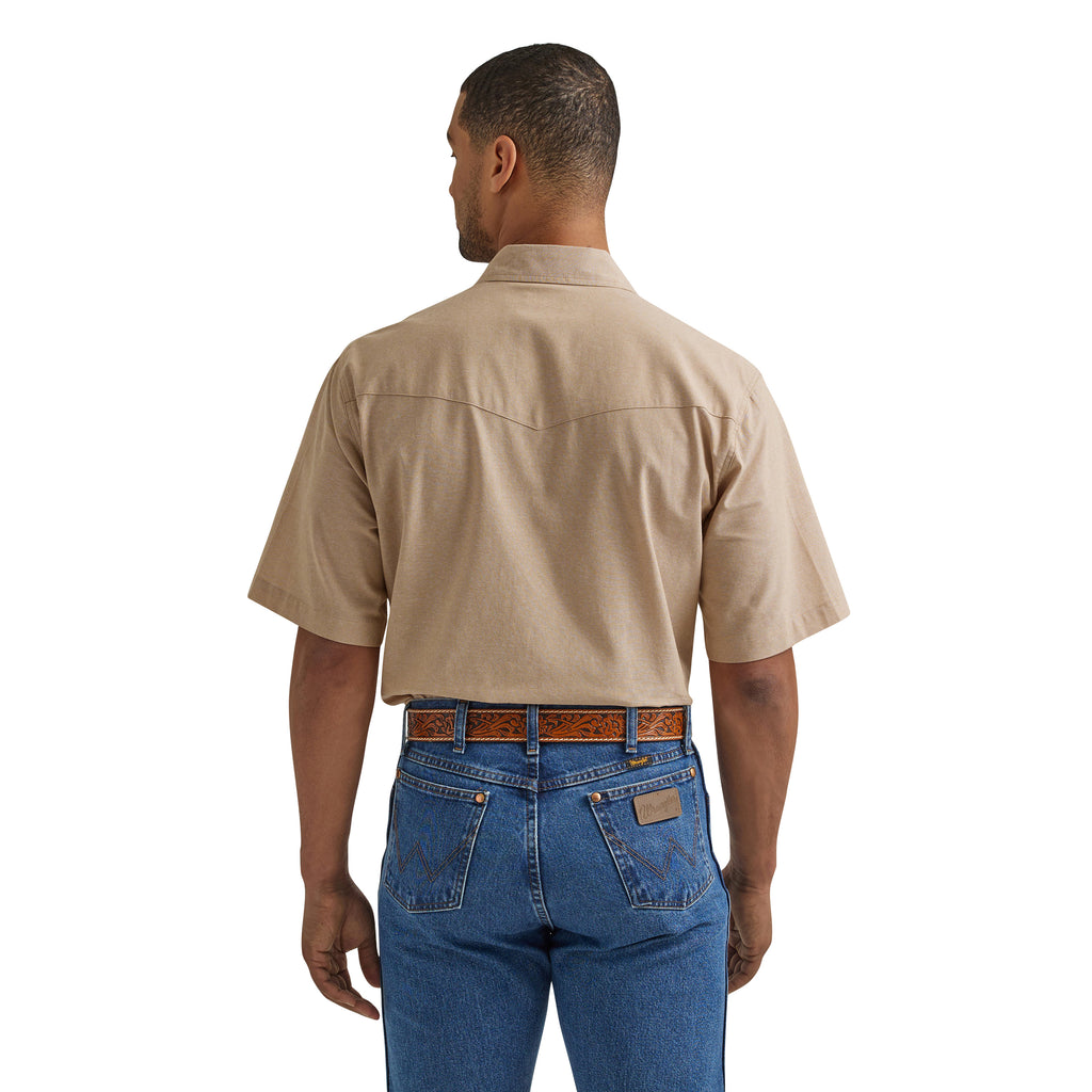 Cowboy Cut Short Sleeve Snap Up Shirt by Wrangler in Desert Dust Tan