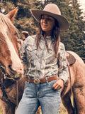 The Jaelynn Striped Pearl Snap Shirt by Wrangler