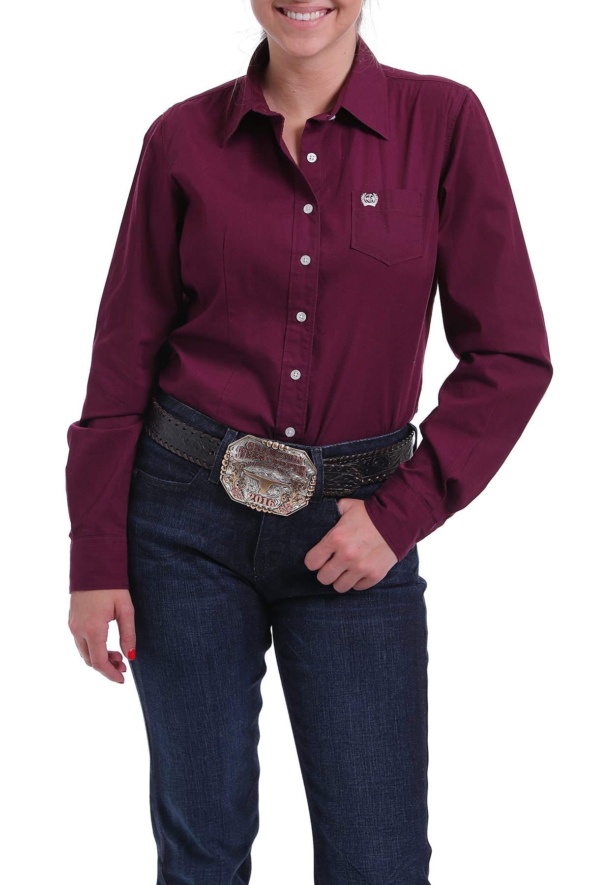 Mallory Maroon Button Up Shirt by Cinch