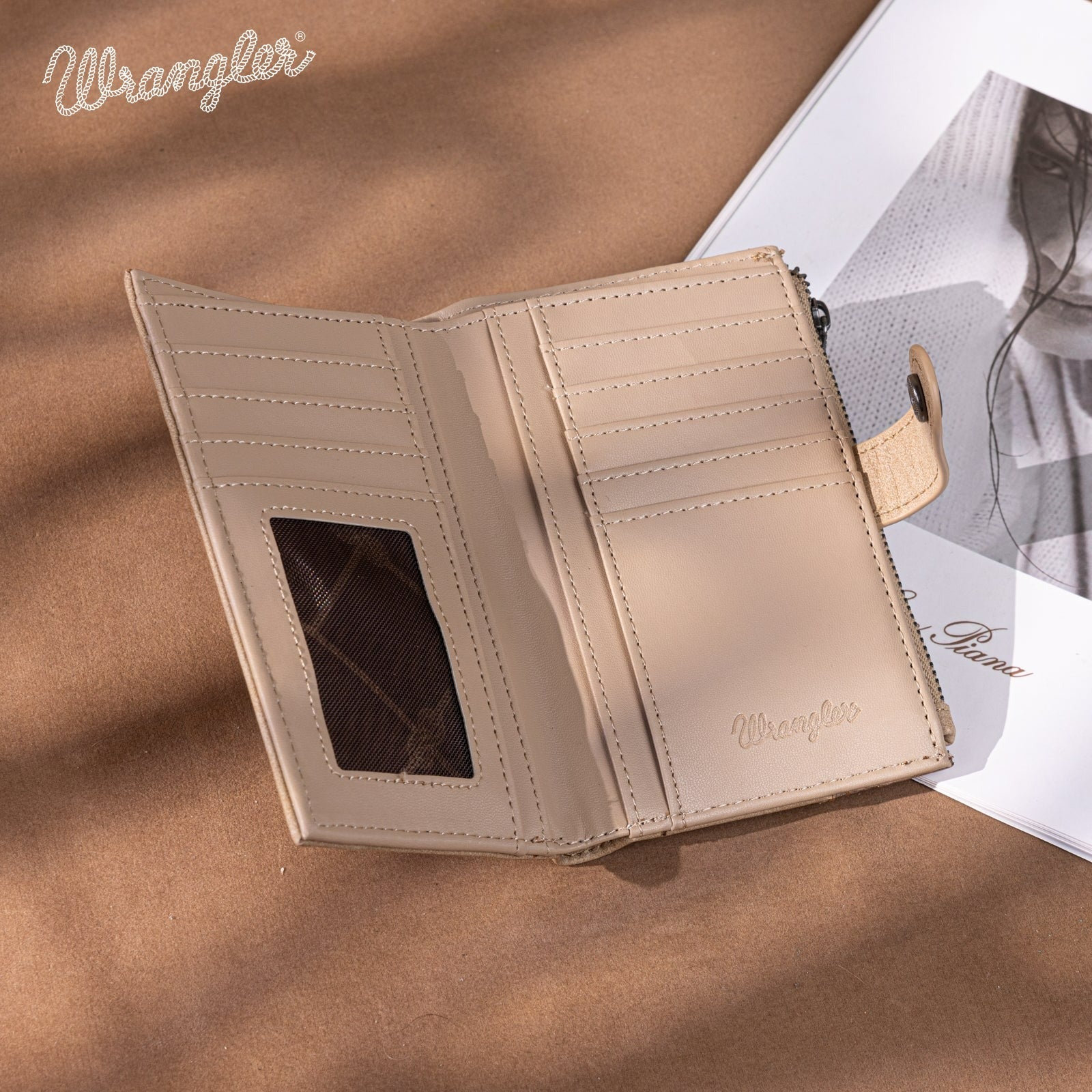 The Donna Jo Carved Wrangler Wallet - Cremello