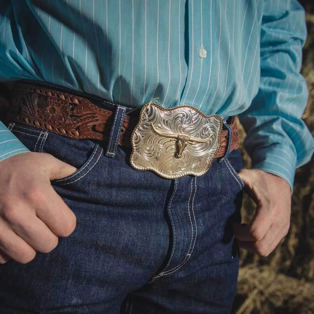 The Scalloped Longhorn Buckle by Montana Sliversmiths
