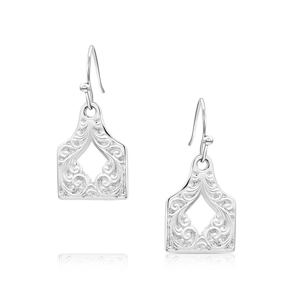 Out West Cow Tag Earrings by Montana Silversmiths