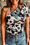 The Lolita Cow Print One Shoulder Top