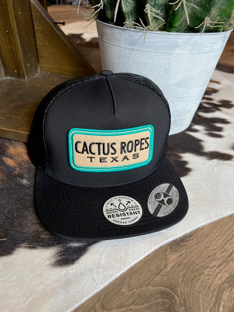 Cactus Ropes Hat by Hooey Black/Black Teal Patch