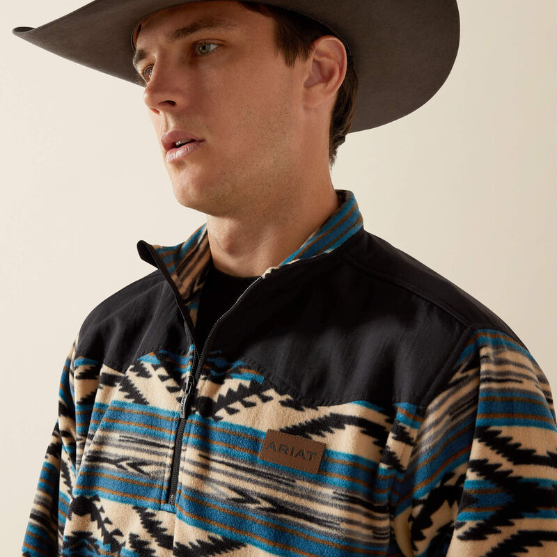 The Cody Teal Aztec Fleece 1/4 Zip By Ariat