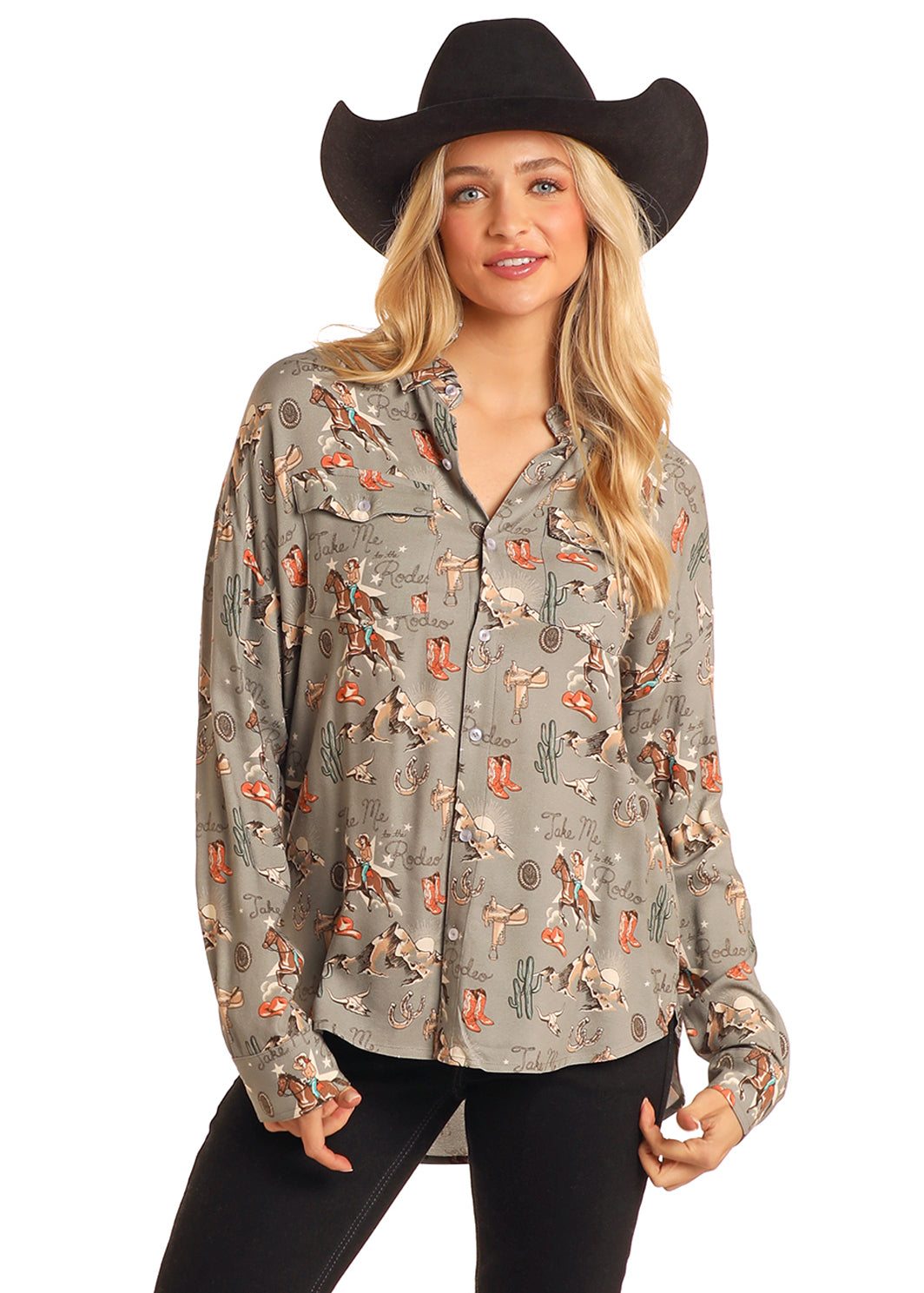 The Take Me to the Rodeo Pearl Snap Shirt by Rock & Roll Denim