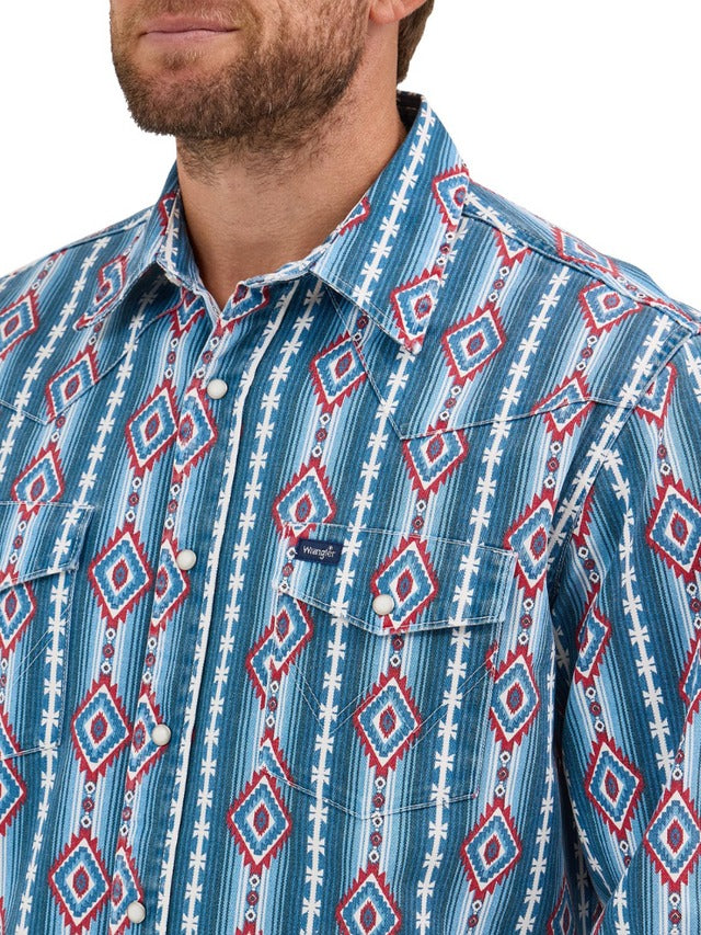 Neon Rainbow Cowboy Cut Classic Fit Pearl Snap Shirt by Wrangler