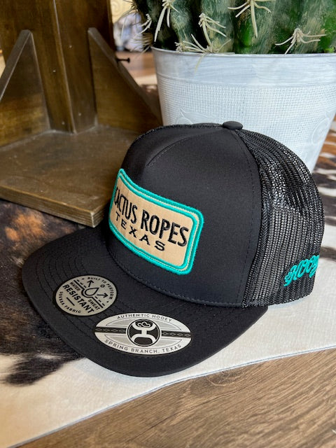 Cactus Ropes Hat by Hooey Black/Black Teal Patch