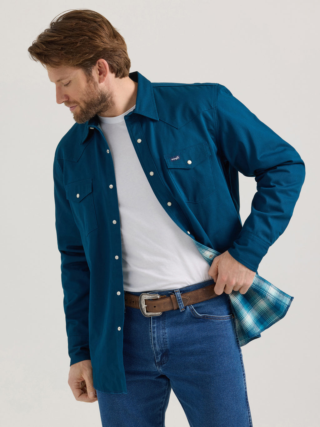The Working Man Flannel Lined Snap Up Shirt by Wrangler