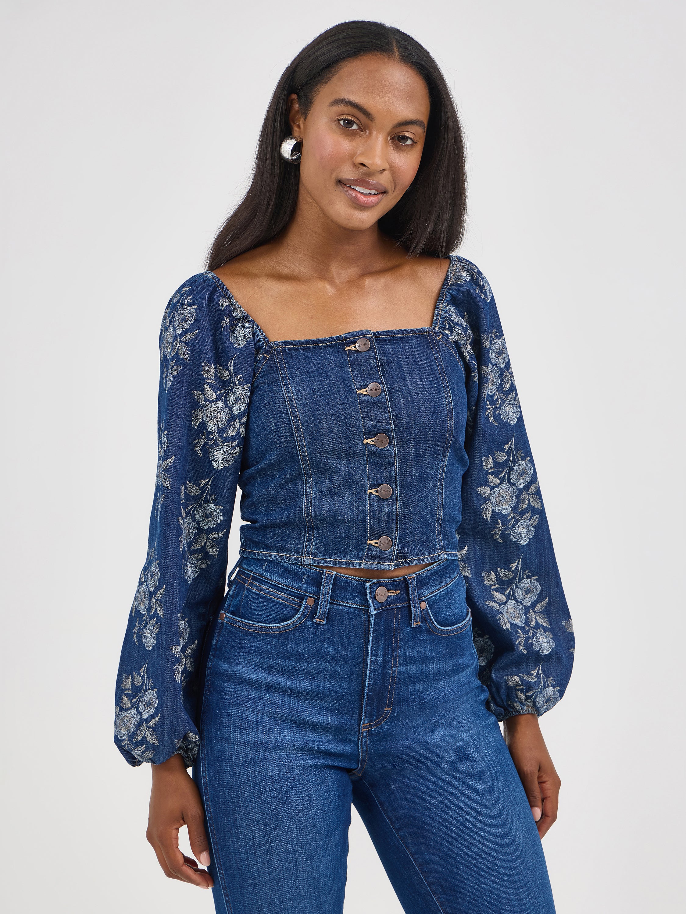 The Jessica Jane Jean Floral Corset Top by Wrangler