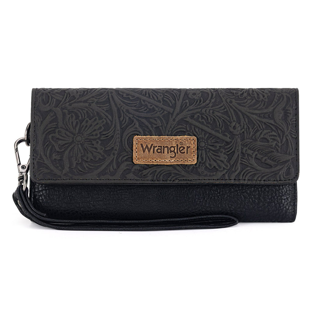 The Darla Mae Carved Wrangler Wallet - Black