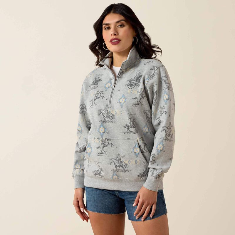 The Ropin' Dreams 1/4 Zip Sweatshirt By Ariat in Sapphire