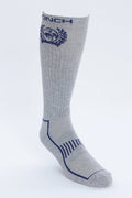 The Cap Colonel Cinch Boot Sock in Grey & Royal Blue