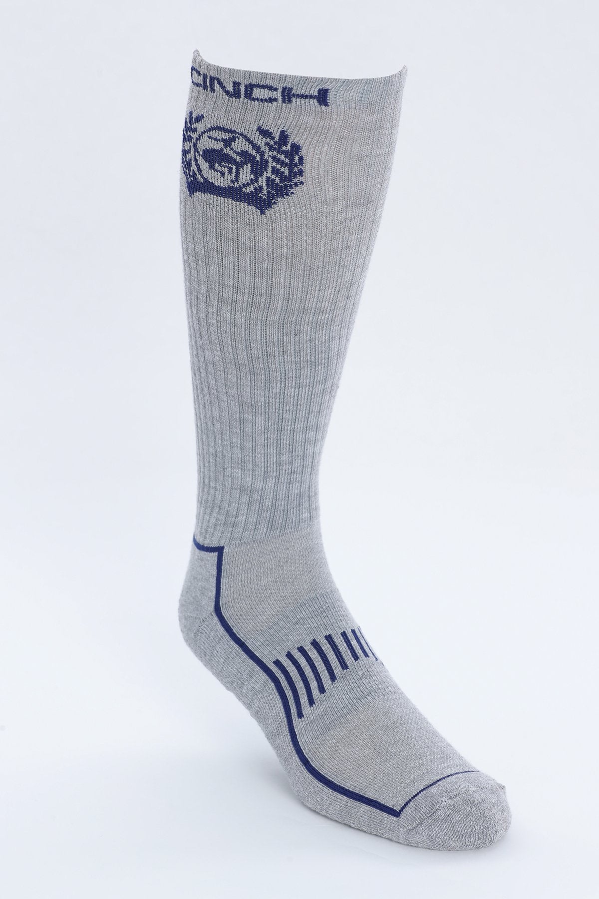 The Cap Colonel Cinch Boot Sock in Grey & Royal Blue