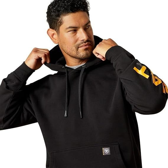 Ariat Men's Rebar Black Lightweight Logo Hoodie