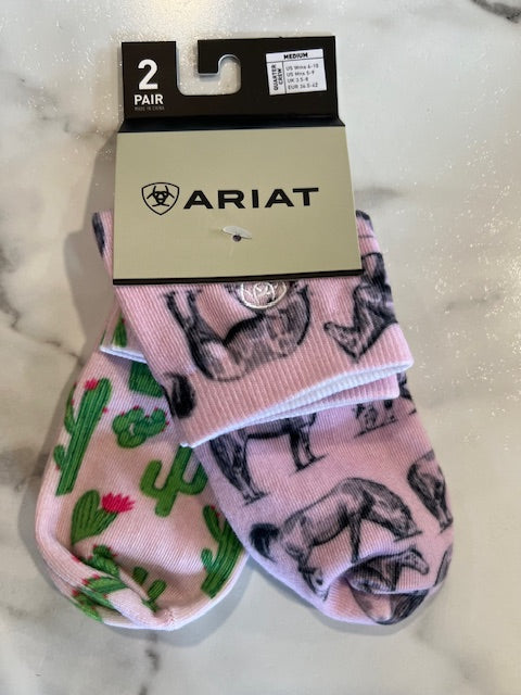 Ariat Women's Horse/Cactus Print Ankle Socks - 2 Pack