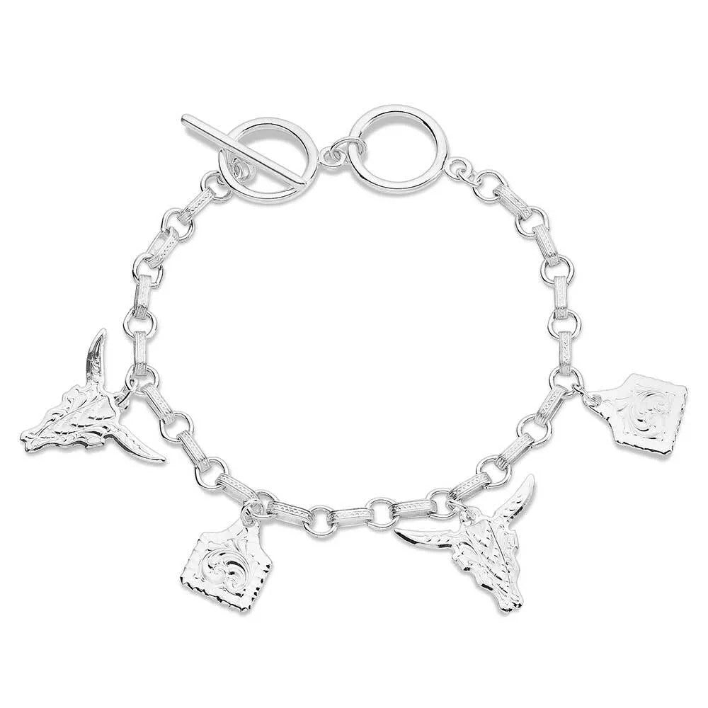 The Longhorn & Tags Charm Bracelet by Montana Silversmiths