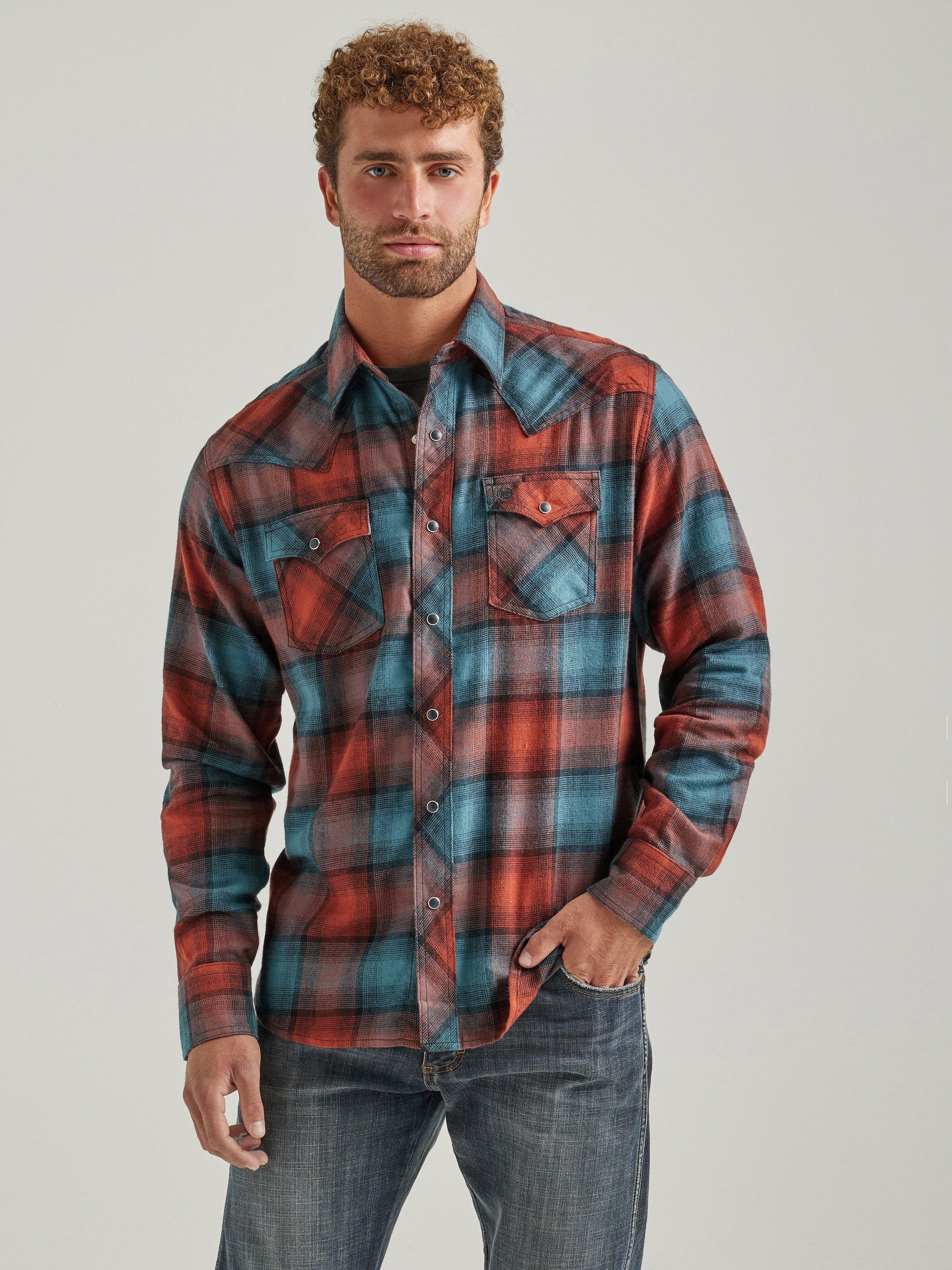 The Jesse James Plaid Flannel Snap Up Shirt by Wrangler Retro