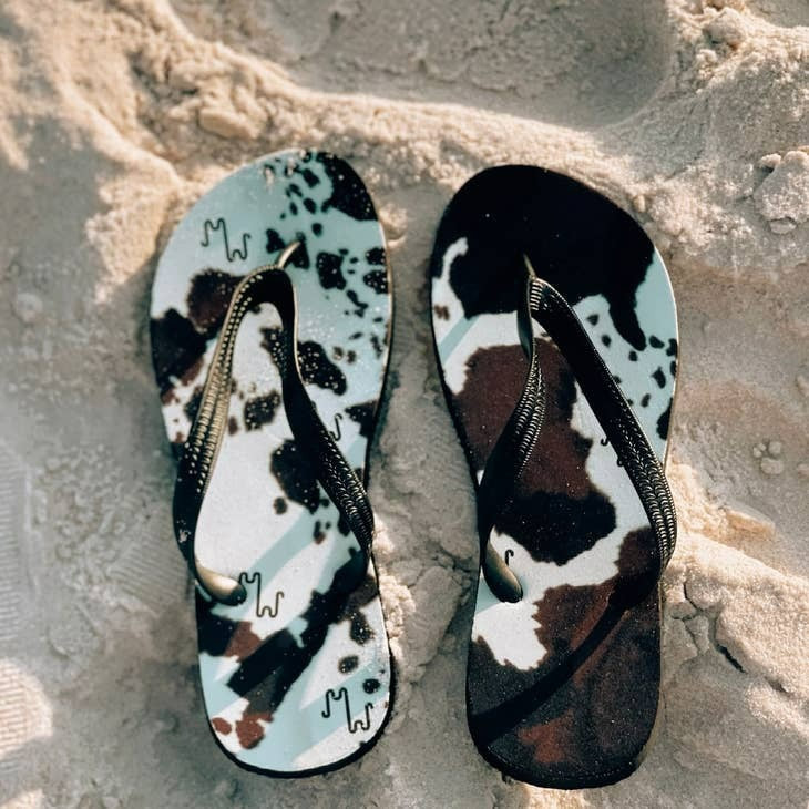 Cow Crazy Flip Flops