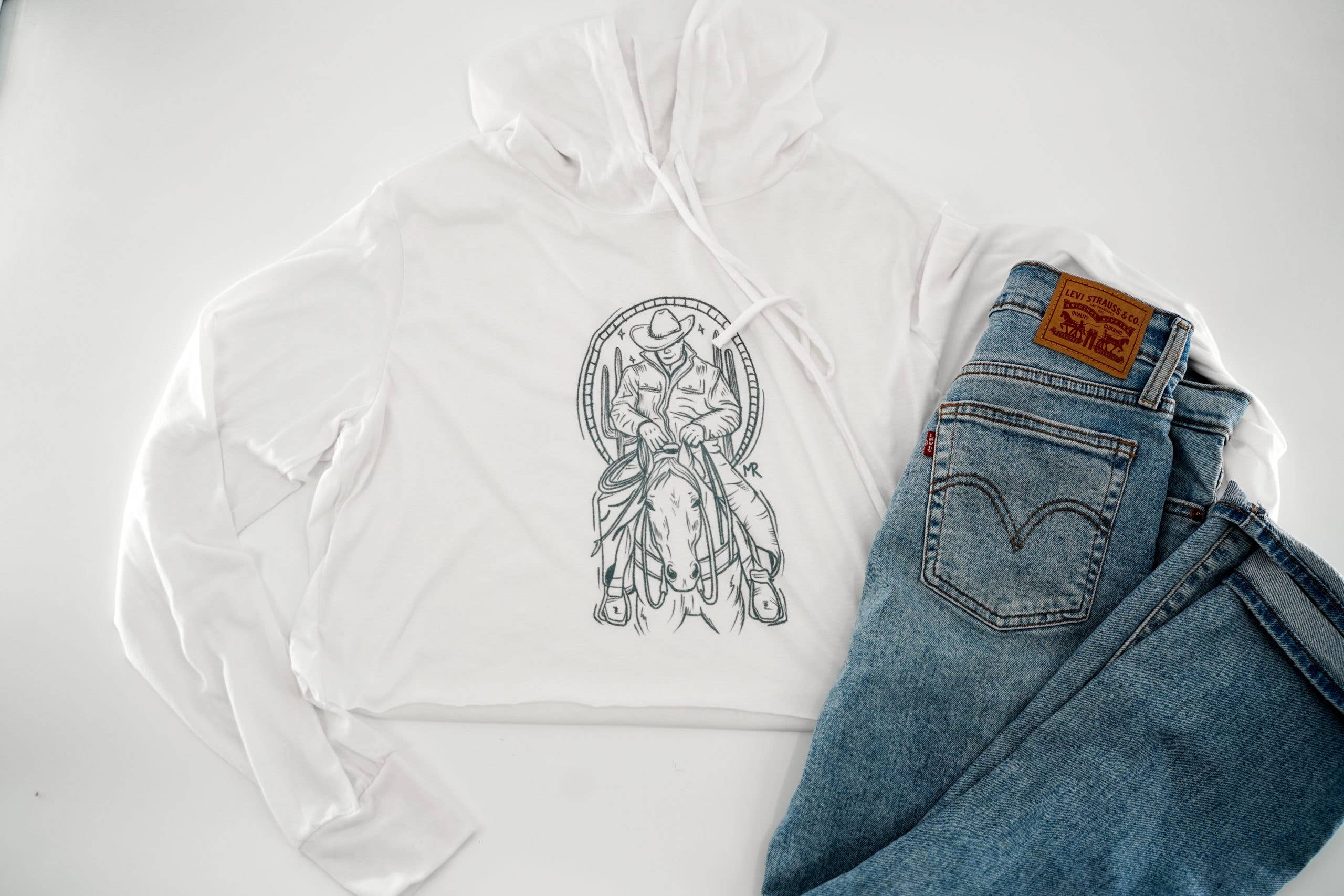 Big John Cropped White Hoodie