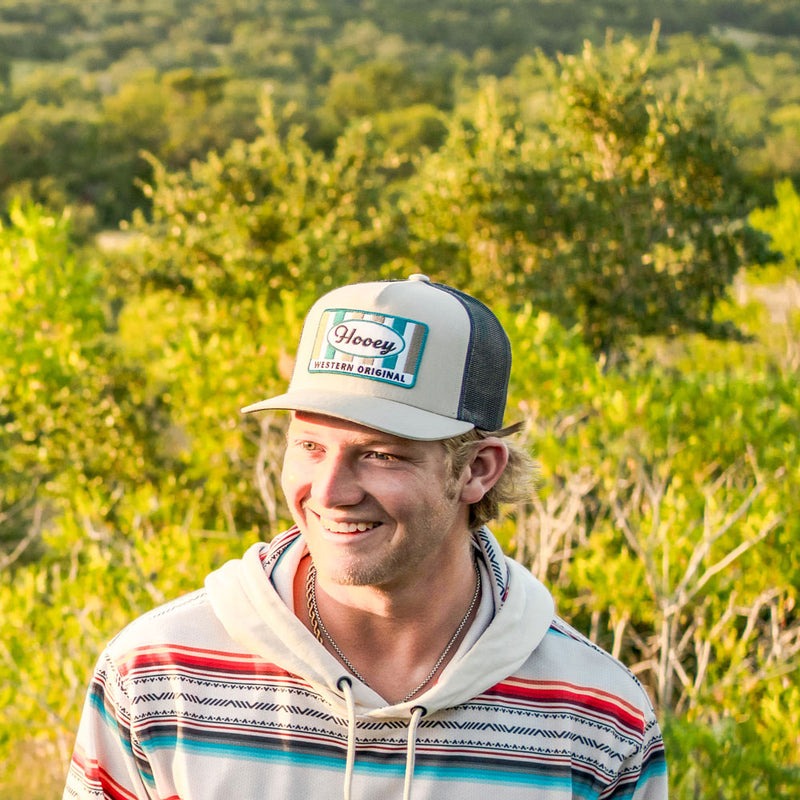 Throw Back Hat by Hooey in Tan/White/Turquoise