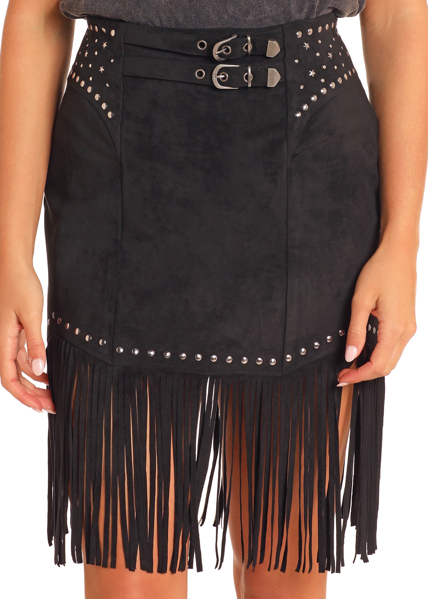 The Black Beauty Fringe Skirt by Rock & Roll Denim