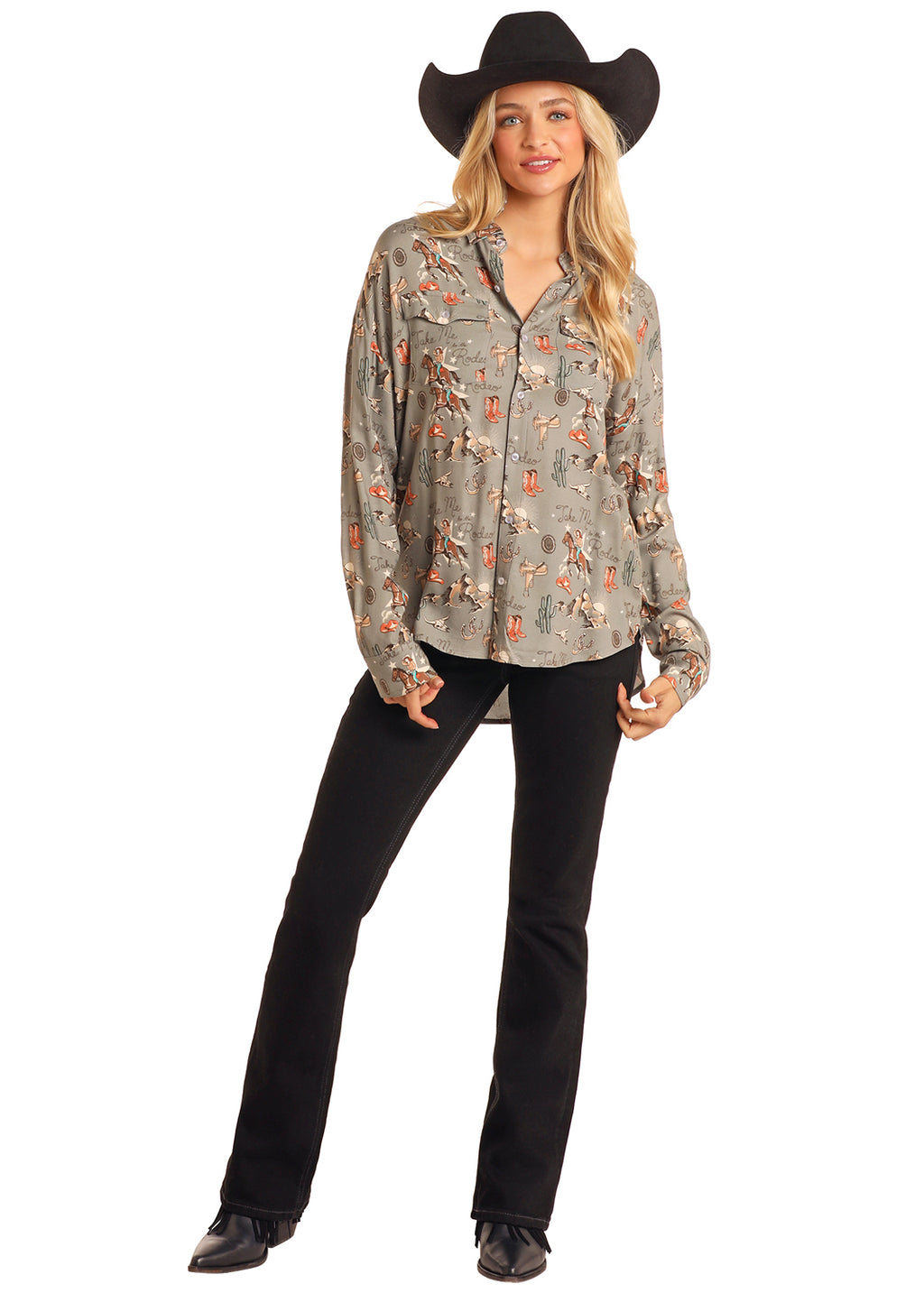 The Take Me to the Rodeo Pearl Snap Shirt by Rock & Roll Denim