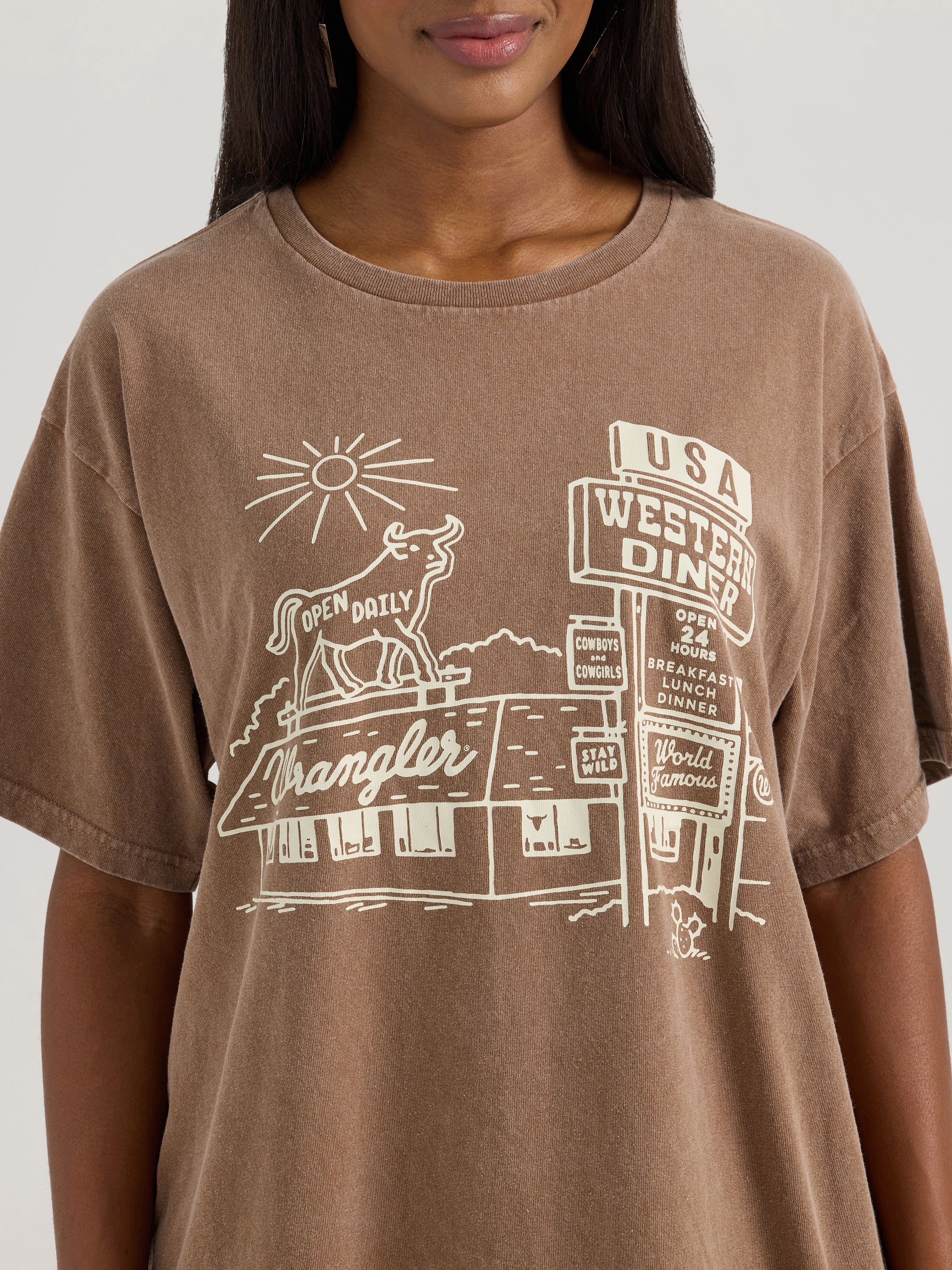 World Famous Western Diner Oversized Tee by Wrangler