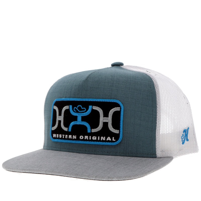 Gangsta Hat by Hooey - Teal/White YOUTH SIZE