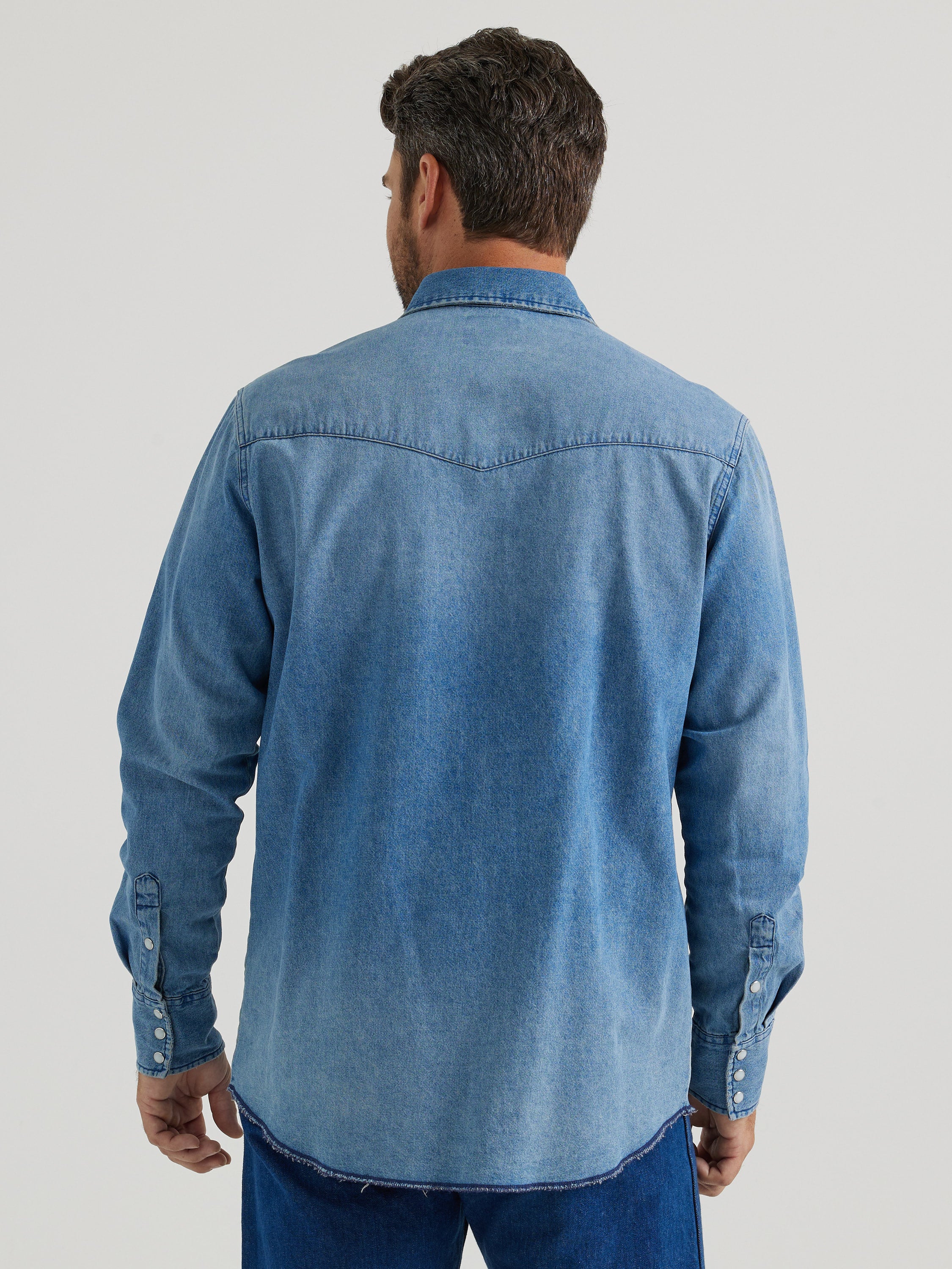 Cowboy Cut Denim Pearl Snap Shirt by Wrangler
